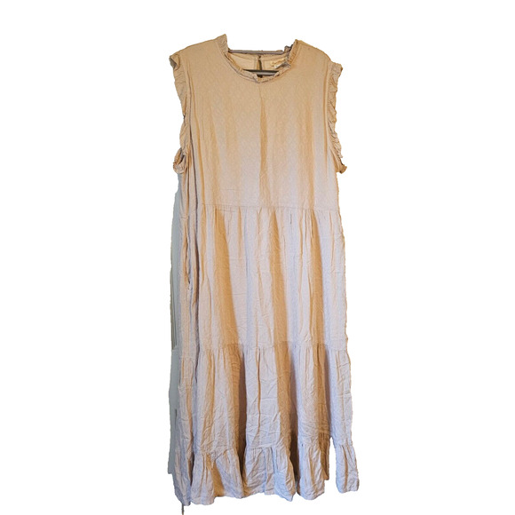 Sweet Magnolia Sleeveless Tiered Midi Dress Beige Textured Knit NWT Boho XXL - Picture 1 of 10